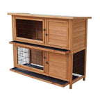 Yoshioe 48" 2 Tiers Rabbit Bunny Dog Wooden Pet Hutch House with Waterproof Spacious Inner Room Lockable Doors for Small Animals, Durable Chicken Coops Chicken Cages Rabbit Cage