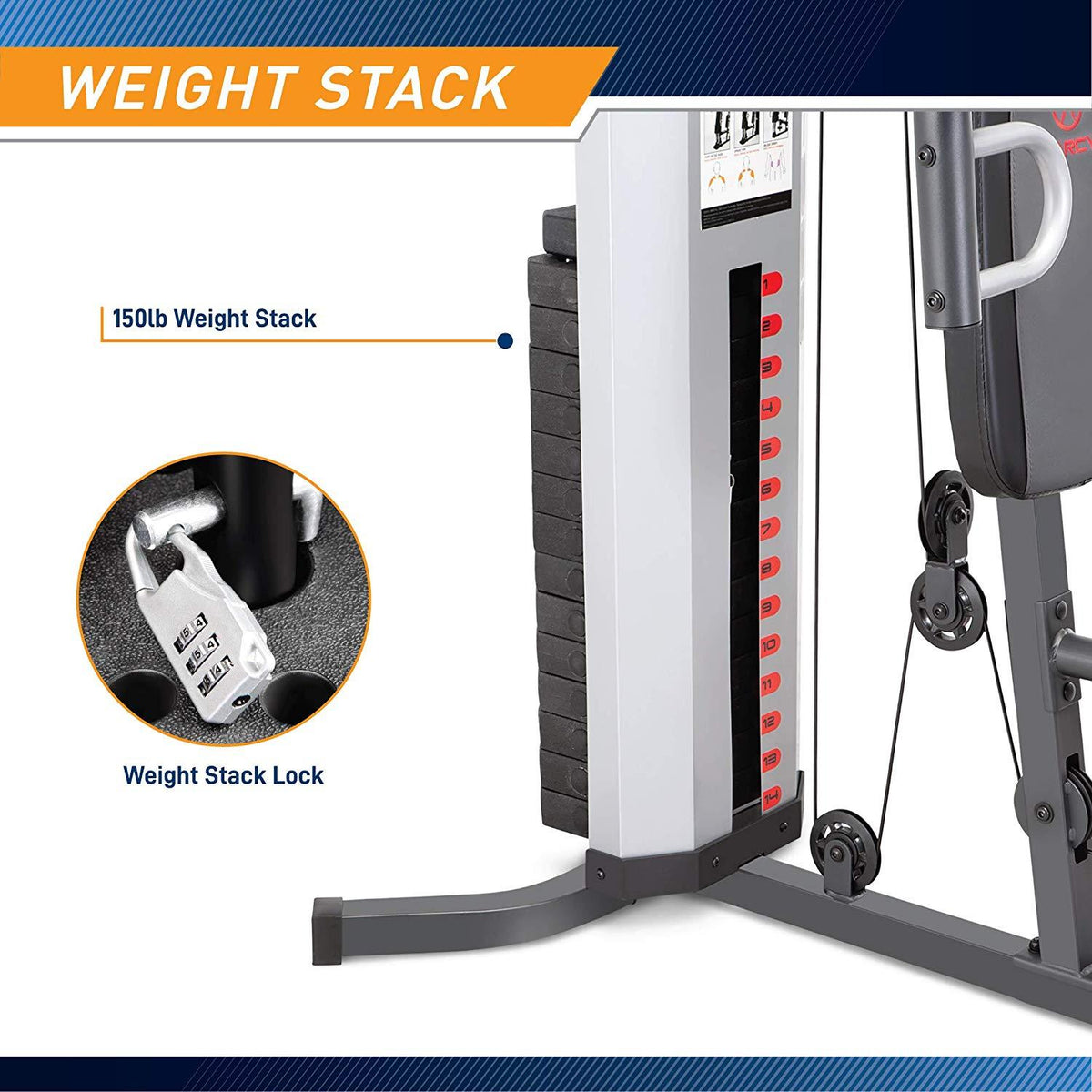 Marcy Pro MWM-988 Home Gym System 150 Pound Adjustable Weight Stack Machine