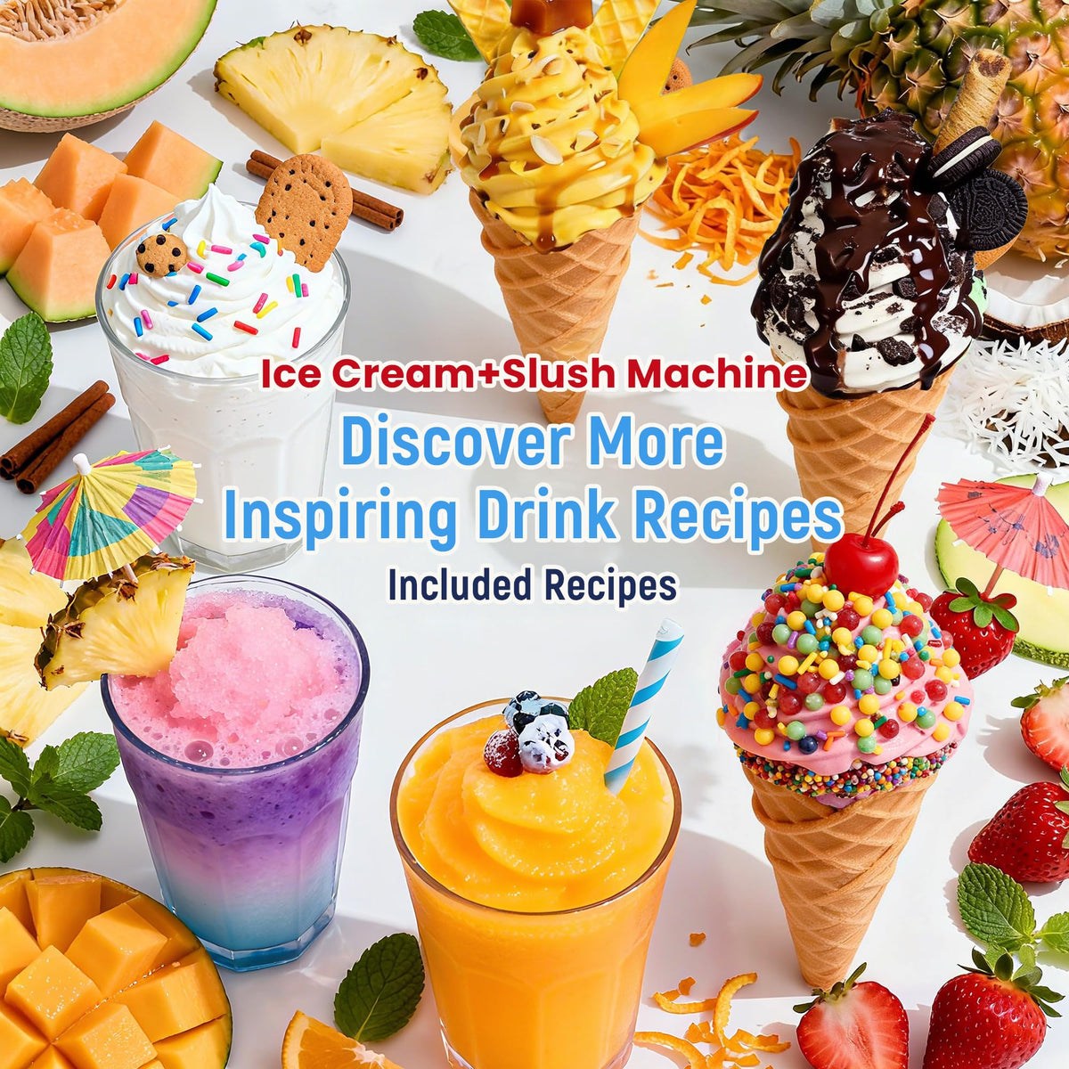 Slushie Machine & Ice Cream Maker, 85oz Larger Slushie Machine for Home, LED Display | 6 Preset Programs | Auto-Clean, Perfect for Margaritas, Frappes, Milkshakes & Smoothies, No Ice Needed