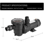 1.0/1.5/2.0 hp swimming pool pump in/above ground w/ strainer basket etl listed