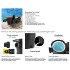 1.0/1.5/2.0 hp swimming pool pump in/above ground w/ strainer basket etl listed