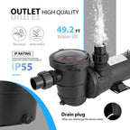 1.0/1.5/2.0 hp swimming pool pump in/above ground w/ strainer basket etl listed