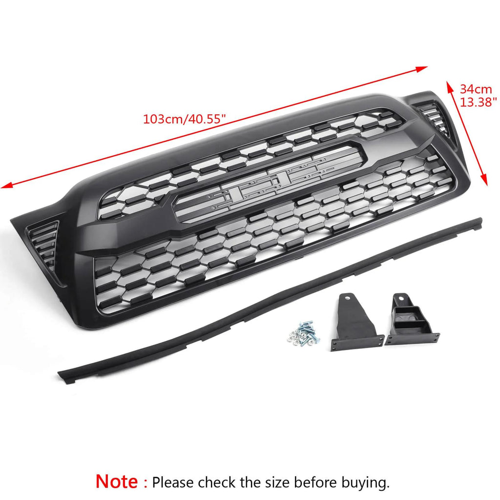 2005-2011 Tacoma Grill Replacement Front Bumper Hood Grill Kit Matte Black Generic