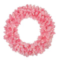 24 in. Pre-Lit Flocked Pink Artificial Christmas Wreath with Clear Lights