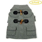 Pet Life Military Grey Rivited Wool Dog Coat X-Small - (8" Neck to Tail) - Pack of 6