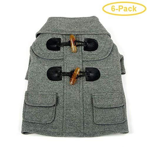 Pet Life Military Grey Rivited Wool Dog Coat X-Small - (8" Neck to Tail) - Pack of 6
