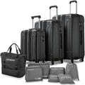 Luggage 10-Piece Sets,ABS Hardside Suitcase with Spinner Wheels,TSA Lock Luggage Sets for Women and Men (Black)…