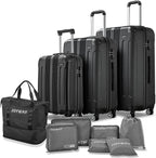Luggage 10-Piece Sets,ABS Hardside Suitcase with Spinner Wheels,TSA Lock Luggage Sets for Women and Men (Black)…