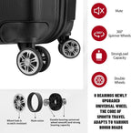 Luggage 10-Piece Sets,ABS Hardside Suitcase with Spinner Wheels,TSA Lock Luggage Sets for Women and Men (Black)…