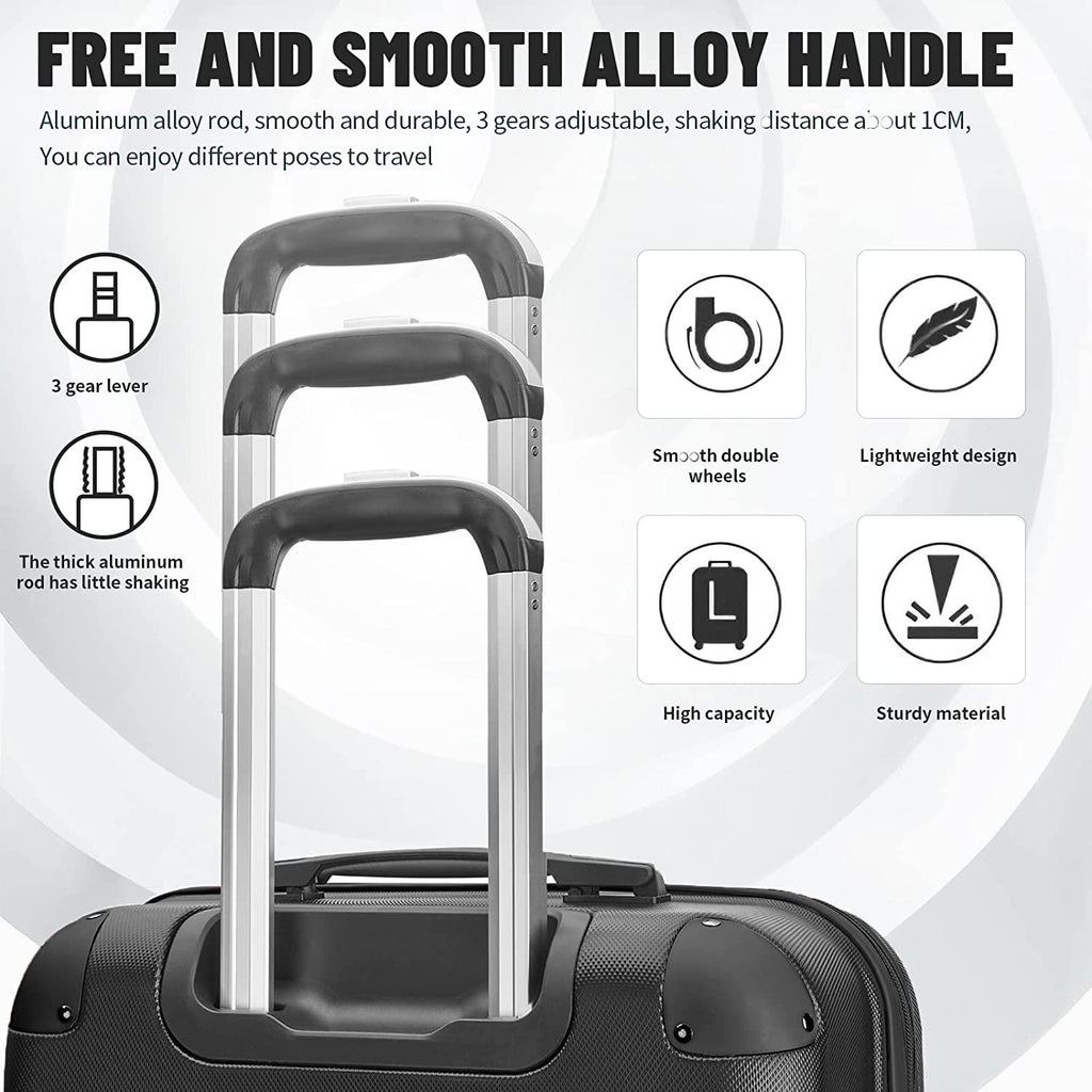 Luggage 10-Piece Sets,ABS Hardside Suitcase with Spinner Wheels,TSA Lock Luggage Sets for Women and Men (Black)…