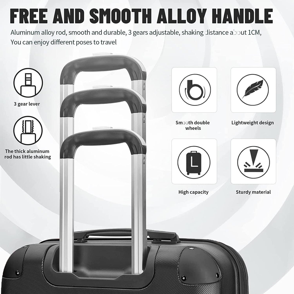 Luggage 10-Piece Sets,ABS Hardside Suitcase with Spinner Wheels,TSA Lock Luggage Sets for Women and Men (Black)…