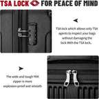 Luggage 10-Piece Sets,ABS Hardside Suitcase with Spinner Wheels,TSA Lock Luggage Sets for Women and Men (Black)…