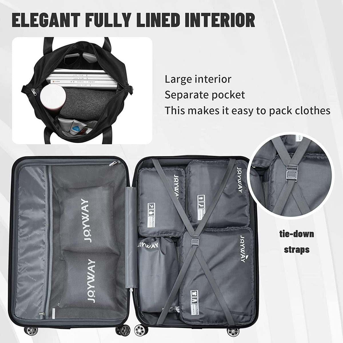 Luggage 10-Piece Sets,ABS Hardside Suitcase with Spinner Wheels,TSA Lock Luggage Sets for Women and Men (Black)…