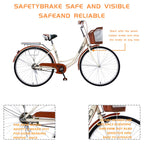 26 Inch Classic Bicycle Retro Bicycle Beach Cruiser Bicycle Retro Bicycle,Cruiser Bikes,Brown