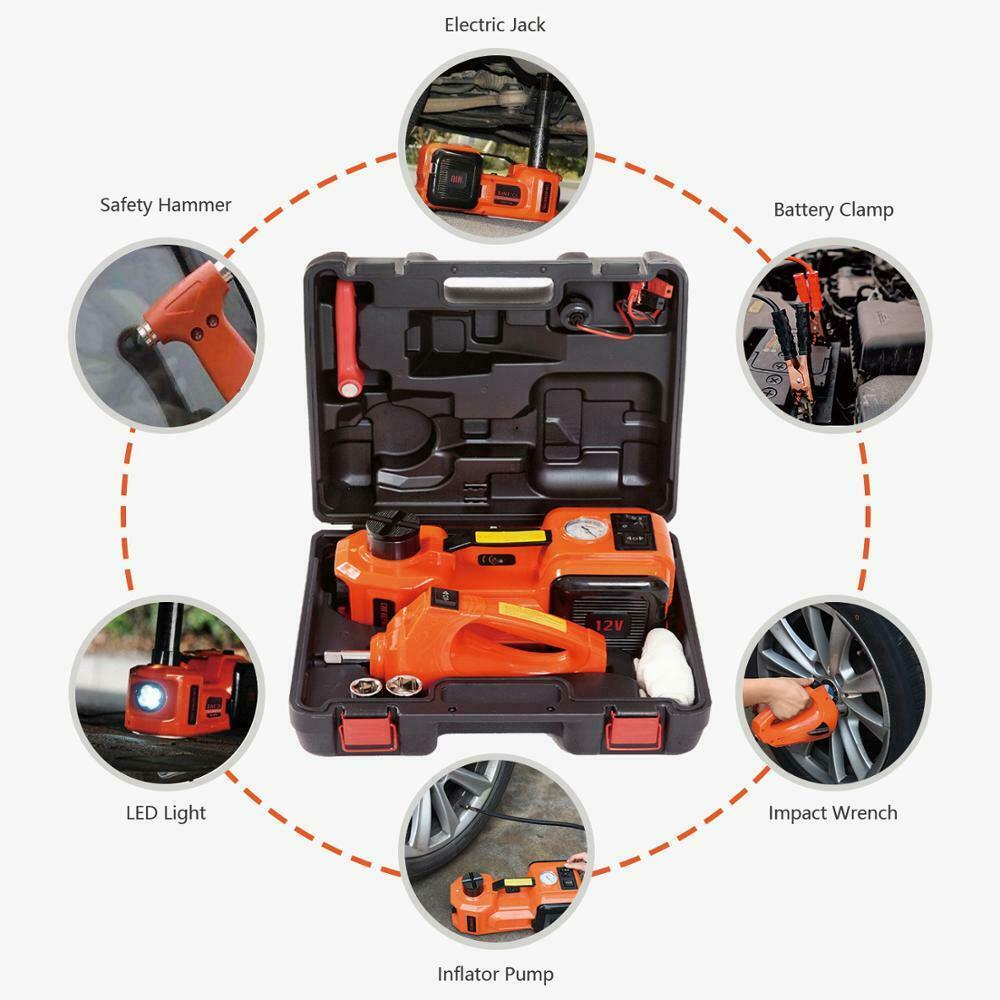 5 Ton Electric Hydraulic Floor Jack Car Jack Lift 12V DC Electric Impact Wrench