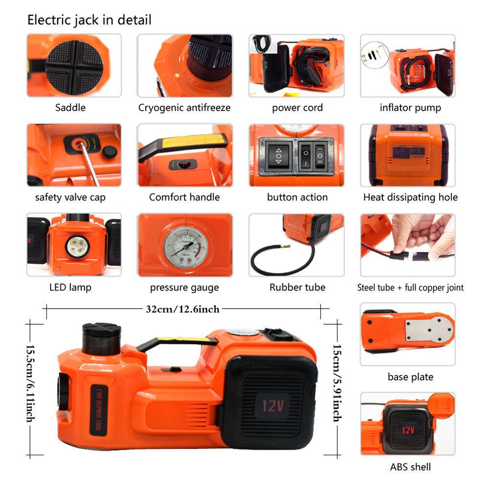 5 Ton Electric Hydraulic Floor Jack Car Jack Lift 12V DC Electric Impact Wrench