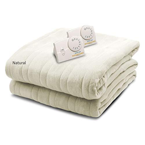BIDDEFORD BLANKETS Comfort Knit Electric Heated Blanket with Analog Controller, Queen, Natural