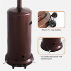 Gas Patio Heater - 83 Inches Tall Premium Standing Outdoor Heater - Auto Shut Off Portable Power Heater with Simple Ignition System, Wheels and Base Reservoir