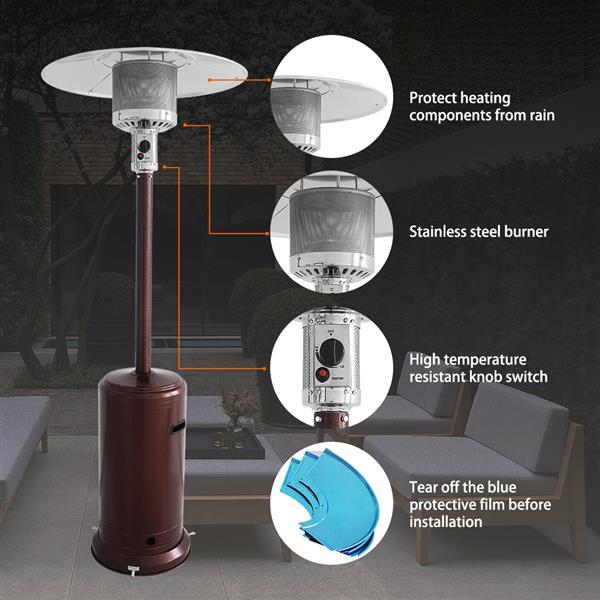 Gas Patio Heater - 83 Inches Tall Premium Standing Outdoor Heater - Auto Shut Off Portable Power Heater with Simple Ignition System, Wheels and Base Reservoir