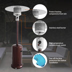 Gas Patio Heater - 83 Inches Tall Premium Standing Outdoor Heater - Auto Shut Off Portable Power Heater with Simple Ignition System, Wheels and Base Reservoir