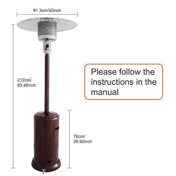 Gas Patio Heater - 83 Inches Tall Premium Standing Outdoor Heater - Auto Shut Off Portable Power Heater with Simple Ignition System, Wheels and Base Reservoir