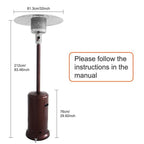 Gas Patio Heater - 83 Inches Tall Premium Standing Outdoor Heater - Auto Shut Off Portable Power Heater with Simple Ignition System, Wheels and Base Reservoir