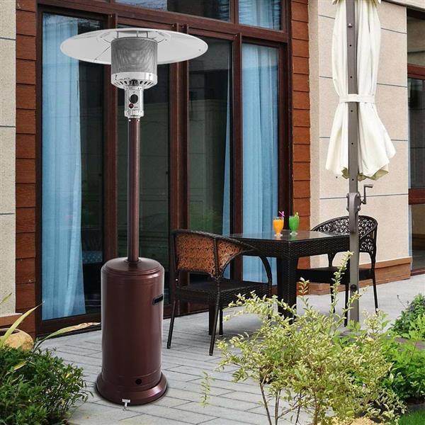 Gas Patio Heater - 83 Inches Tall Premium Standing Outdoor Heater - Auto Shut Off Portable Power Heater with Simple Ignition System, Wheels and Base Reservoir