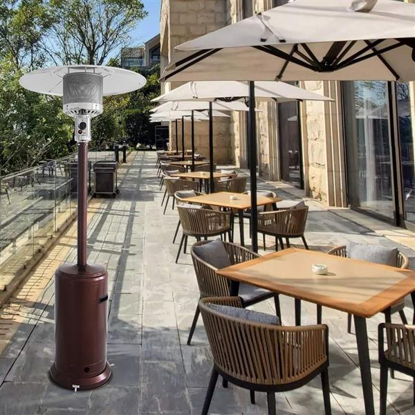 Gas Patio Heater - 83 Inches Tall Premium Standing Outdoor Heater - Auto Shut Off Portable Power Heater with Simple Ignition System, Wheels and Base Reservoir