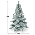 6Ft Snow Flocked Artificial Christmas Tree PVC Hinged Alaskan Pine Tree Holiday