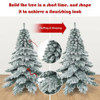 6Ft Snow Flocked Artificial Christmas Tree PVC Hinged Alaskan Pine Tree Holiday