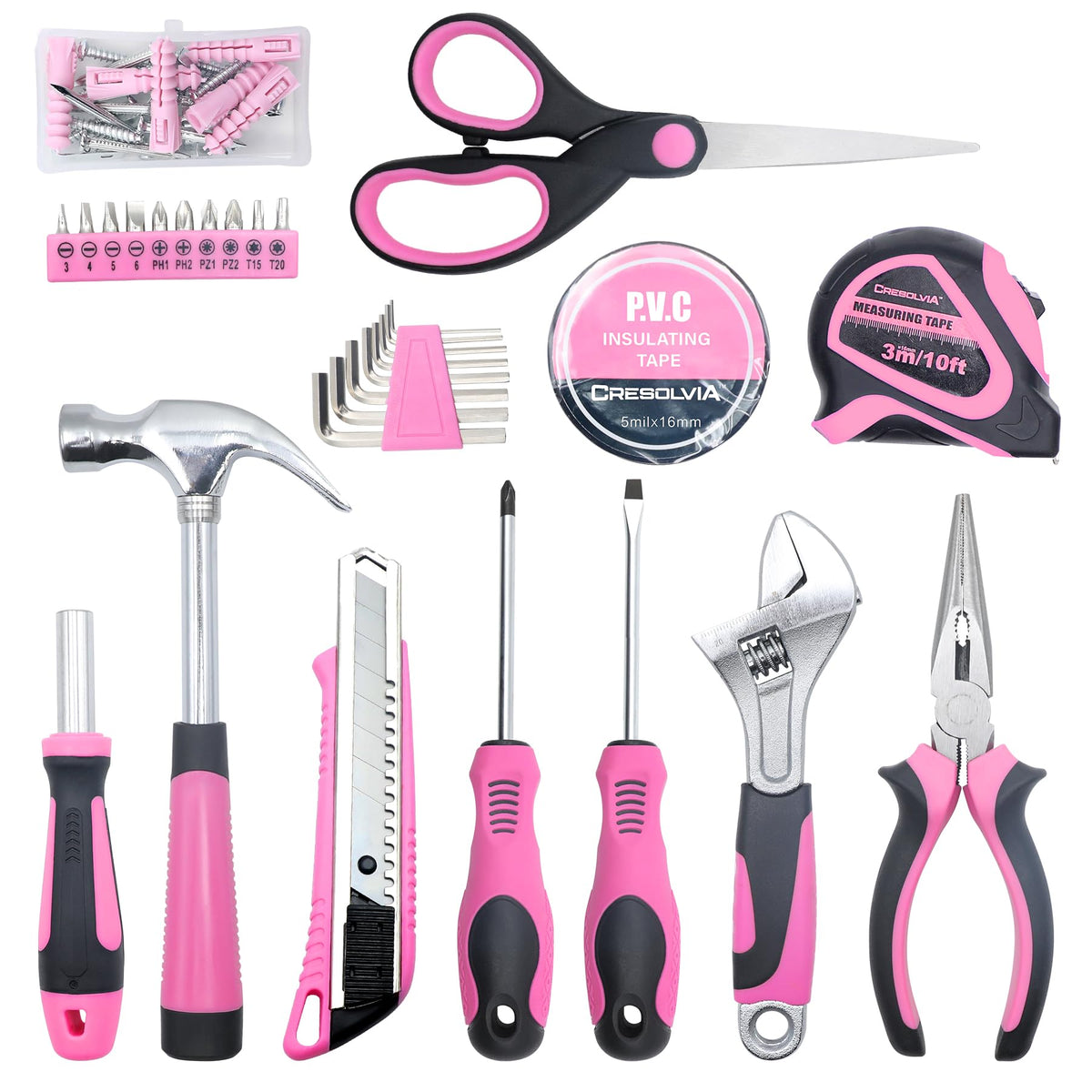 Pink Tool Kit 69 Piece Tool Kit for Women Small Basic Hand Tool Box Home Tool Set Perfect for Ladies and Girls with General Home Repairs, DIY Project,Office and ColleDormitory Use