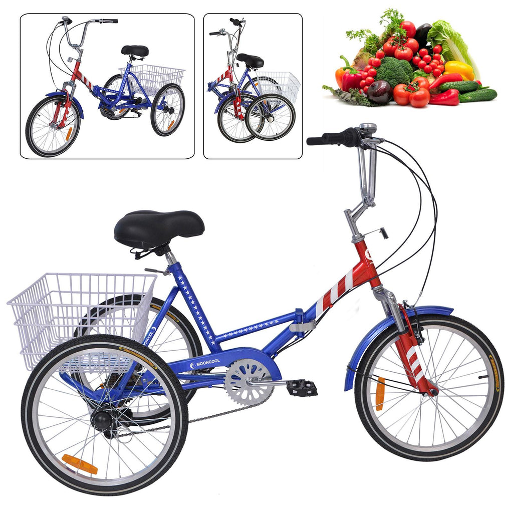 7 Speed Adult Folding Tricycle, 24" 3 Wheel Seniors Beginner Portable Trike