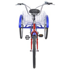 7 Speed Adult Folding Tricycle, 24" 3 Wheel Seniors Beginner Portable Trike