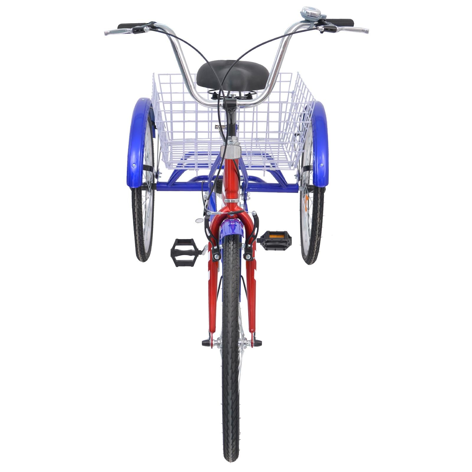 7 Speed Adult Folding Tricycle, 24" 3 Wheel Seniors Beginner Portable Trike