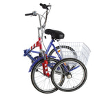 7 Speed Adult Folding Tricycle, 24" 3 Wheel Seniors Beginner Portable Trike