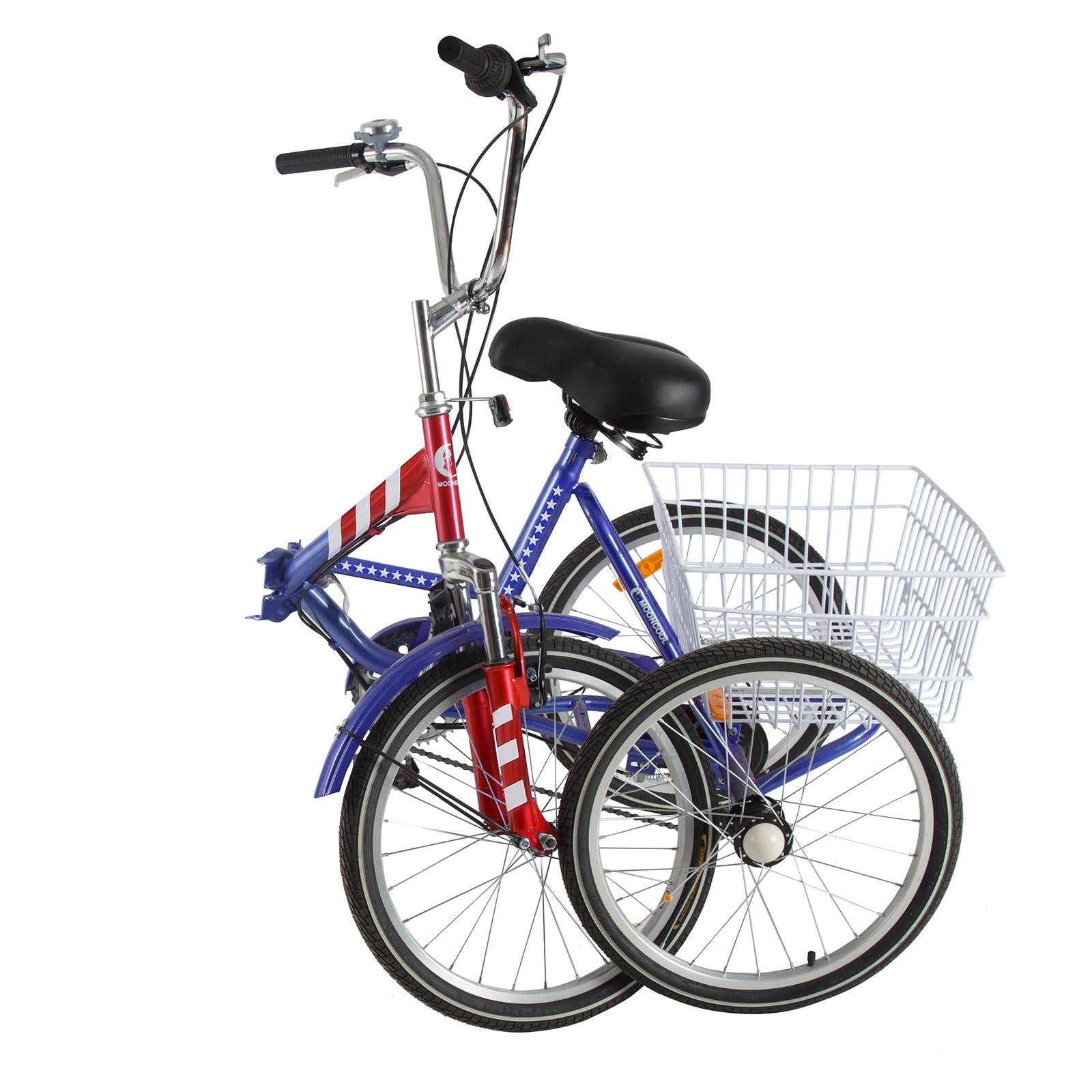 7 Speed Adult Folding Tricycle, 24" 3 Wheel Seniors Beginner Portable Trike