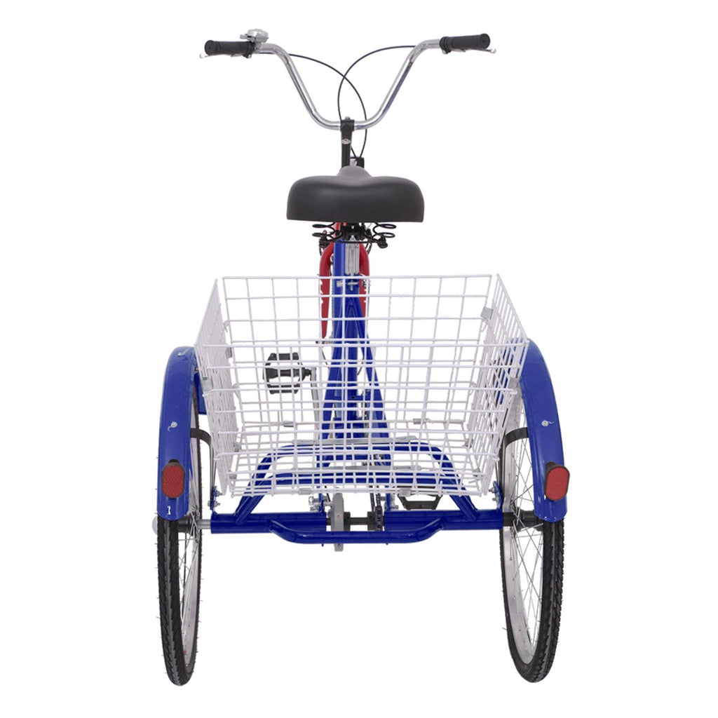 7 Speed Adult Folding Tricycle, 24" 3 Wheel Seniors Beginner Portable Trike