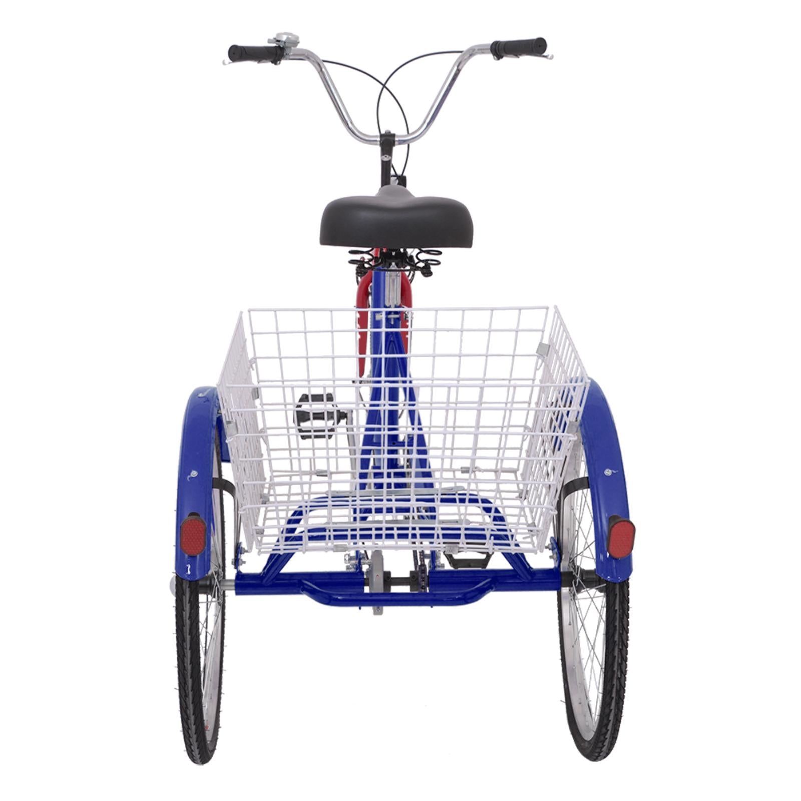 7 Speed Adult Folding Tricycle, 24" 3 Wheel Seniors Beginner Portable Trike
