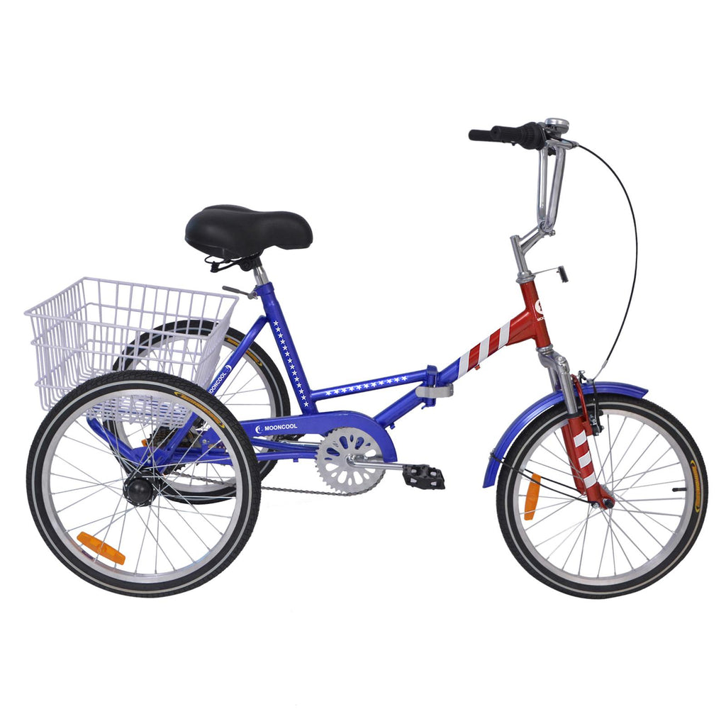 7 Speed Adult Folding Tricycle, 24" 3 Wheel Seniors Beginner Portable Trike