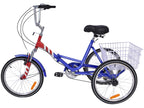 7 Speed Adult Folding Tricycle, 24" 3 Wheel Seniors Beginner Portable Trike