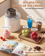 Ice Cream Maker Machine – 2.1 Quart Ice Cream Machine for Gelato, Sorbet & Frozen Yogurt, Pre-Freeze Bowl, LCD Screen and Timer, Perfect for 6-10 Servings, Easy to Use & Clean