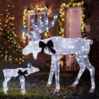 48 in. 2-Piece White Outdoor Moose Christmas Yard Decorations with White LED Lights
