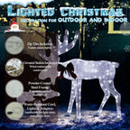 48 in. 2-Piece White Outdoor Moose Christmas Yard Decorations with White LED Lights