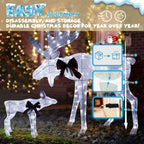 48 in. 2-Piece White Outdoor Moose Christmas Yard Decorations with White LED Lights