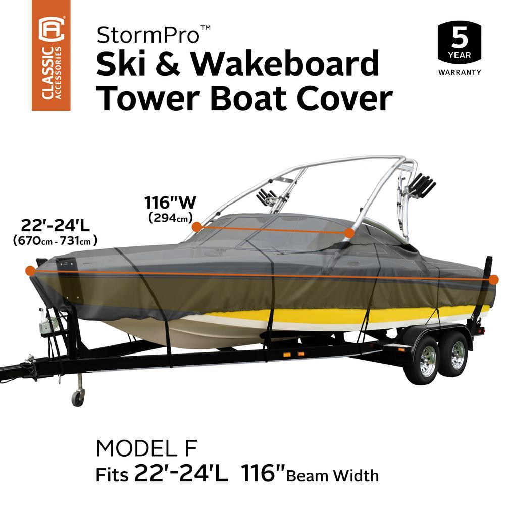 StormPro 22 ft. - 24 ft. Waterproof Heavy-Duty Ski &amp; Wakeboard Tower Boat Cover