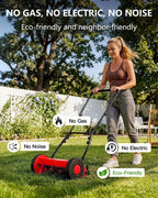 14-Inch Hand Push Reel Lawn Mower, 5-Blade Manual Push Lawnmower, 0.4-4" Adjustable Cutting Height, Lightweight for Small/Medium Yards, Easy Assembly, Compact &amp; Quiet, Red