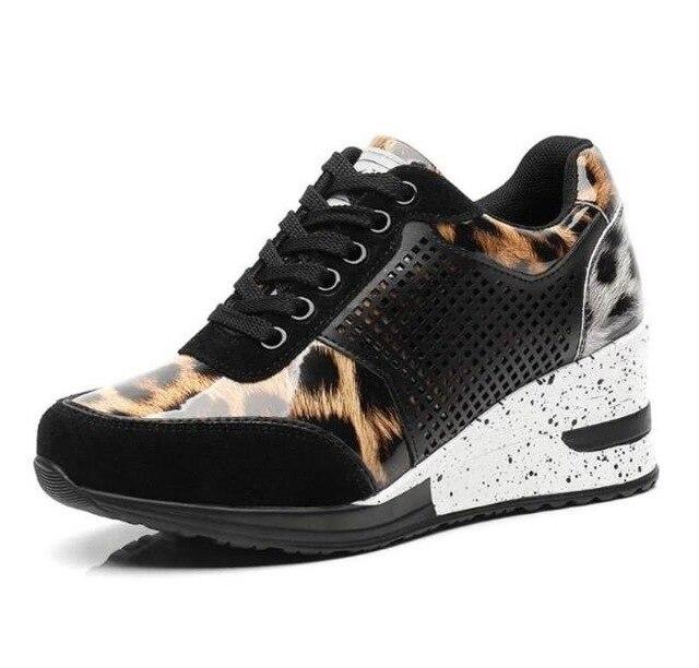 Ladies Leopard Platform Sneakers Shoes