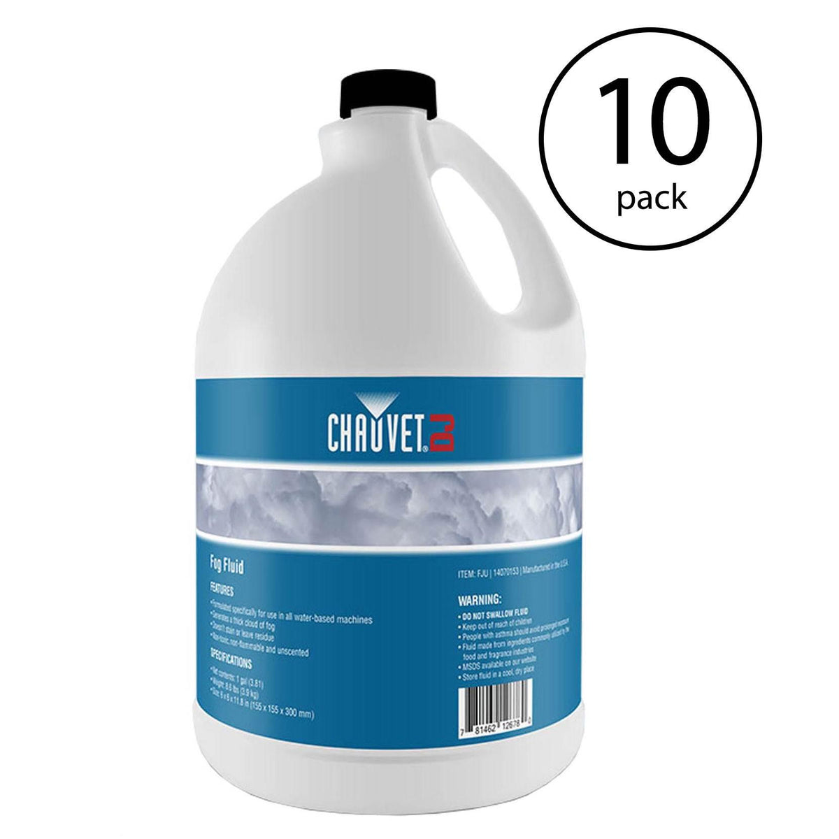 Chauvet DJ 1 Gal Bottle Fog Smoke Juice Fluid for Fog Machines | FJU (10 Pack)