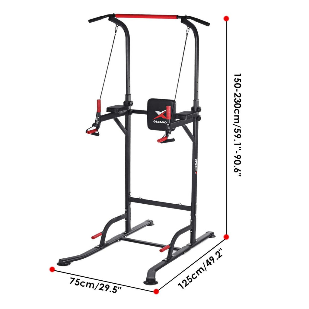 Dip Station Chin up Bar Core Power Tower Pull Push Home Gym Fitness Equipment Resistance Band Adjustable Height