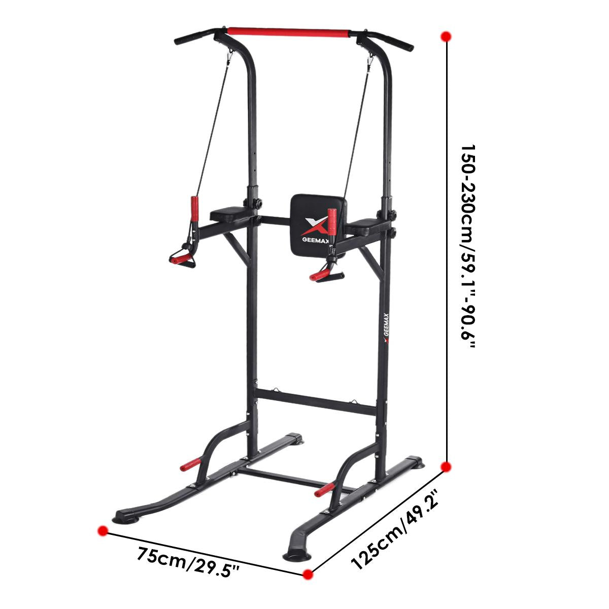Dip Station Chin up Bar Core Power Tower Pull Push Home Gym Fitness Equipment Resistance Band Adjustable Height
